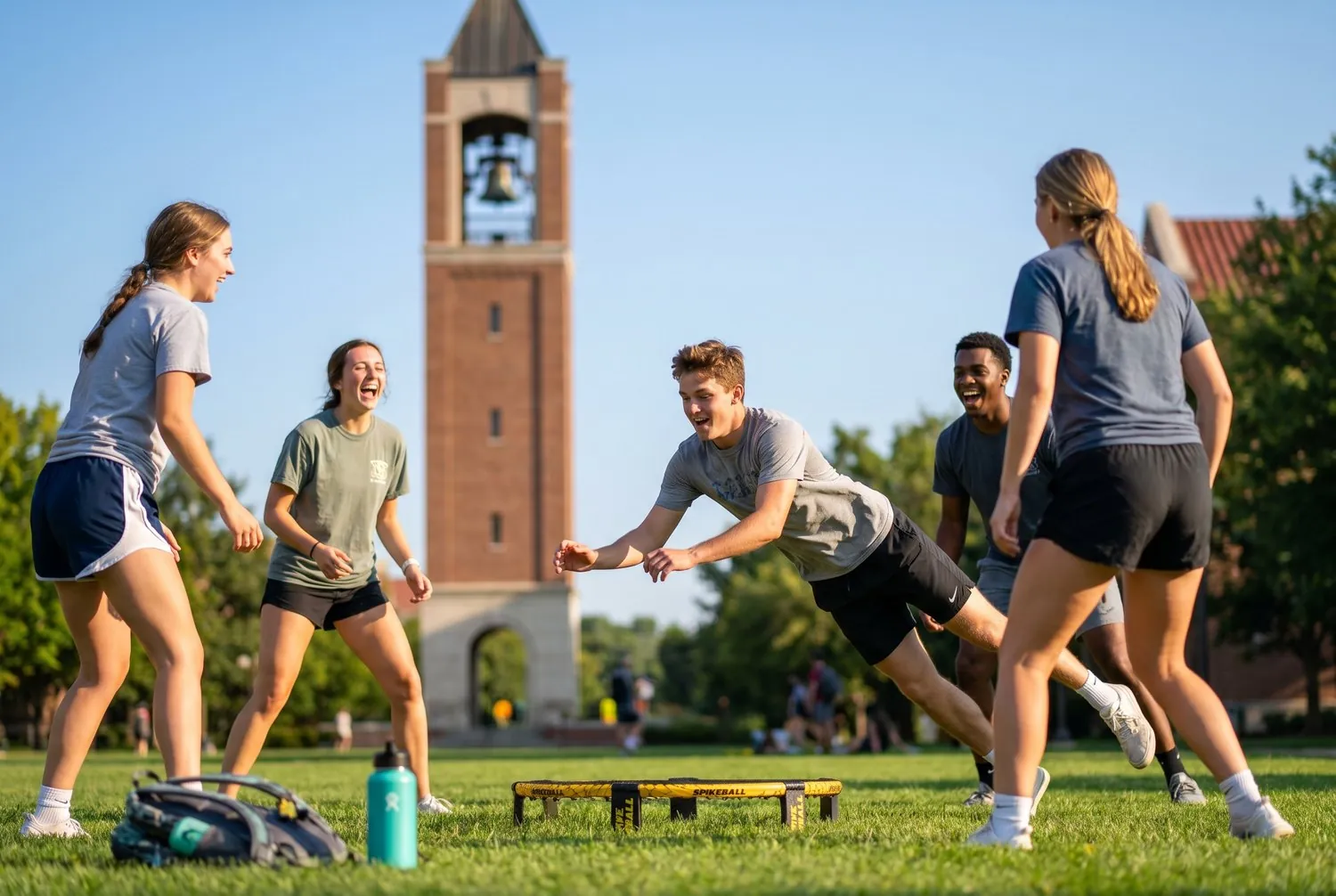 Students playing spikeball near Century Tower at the University of Florida in Gainesville Students playing spikeball near Century Tower at the University of Florida in Gainesville