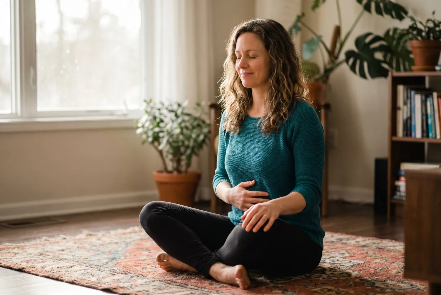 Practicing a calming grounding technique at home