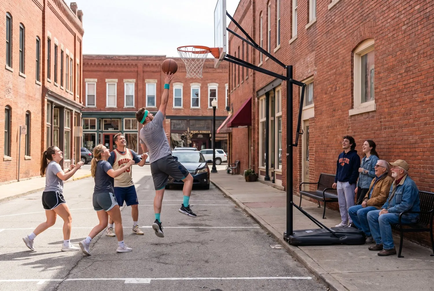 Street basketball on Main Street in Fremont, Nebraska Street basketball on Main Street in Fremont, Nebraska