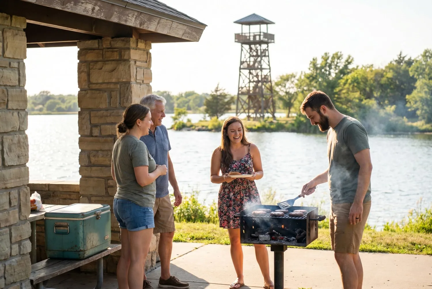 Lakeside barbecue at Yanney Heritage Park in Kearney, Nebraska Lakeside barbecue at Yanney Heritage Park in Kearney, Nebraska