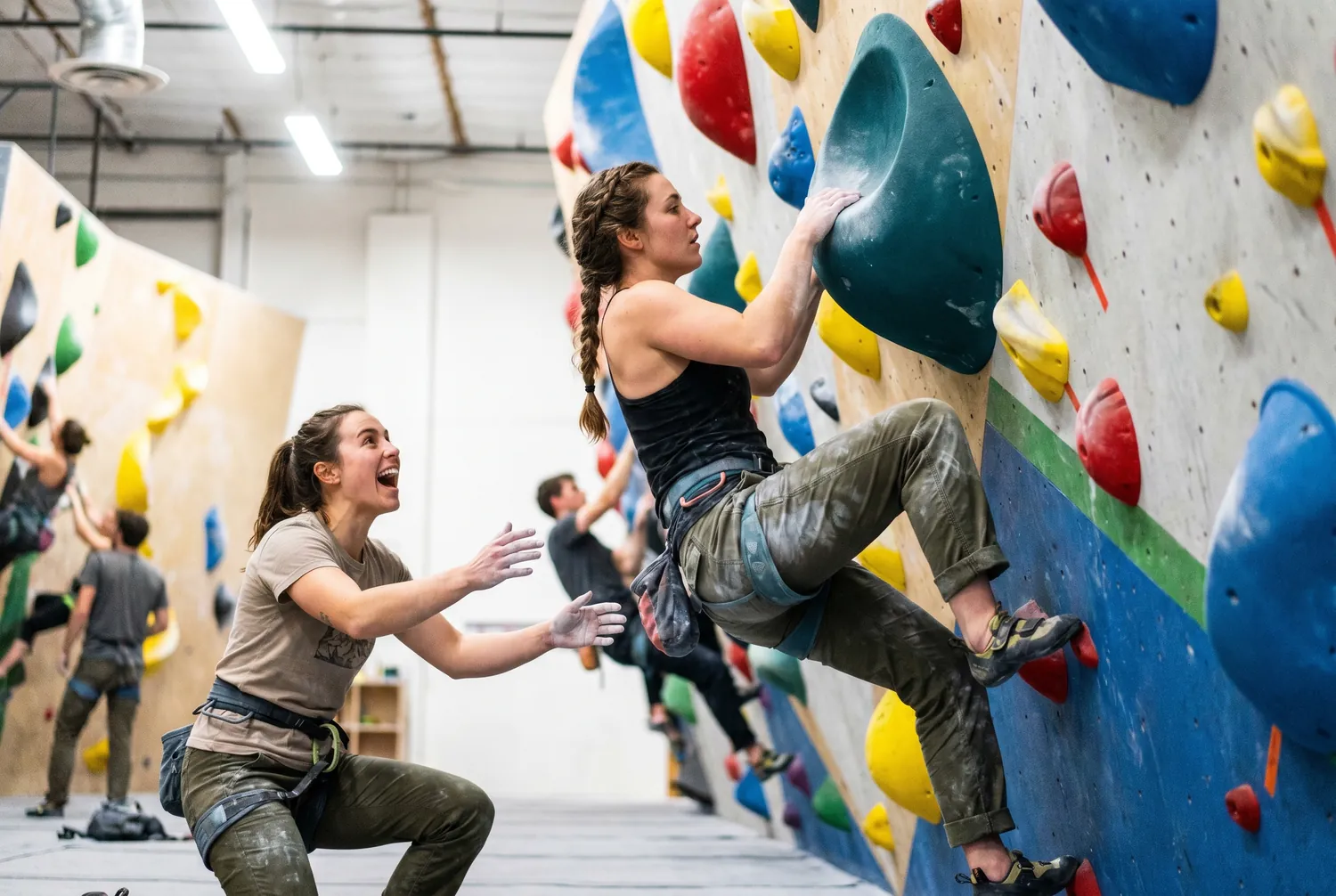 Bouldering at an indoor climbing gym in Tysons
